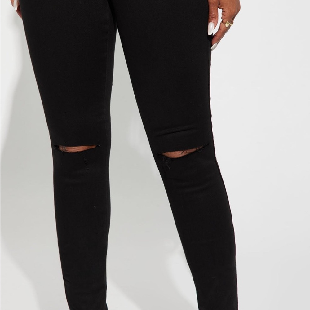 Fashion Nova Black High Rise Distressed Jeans